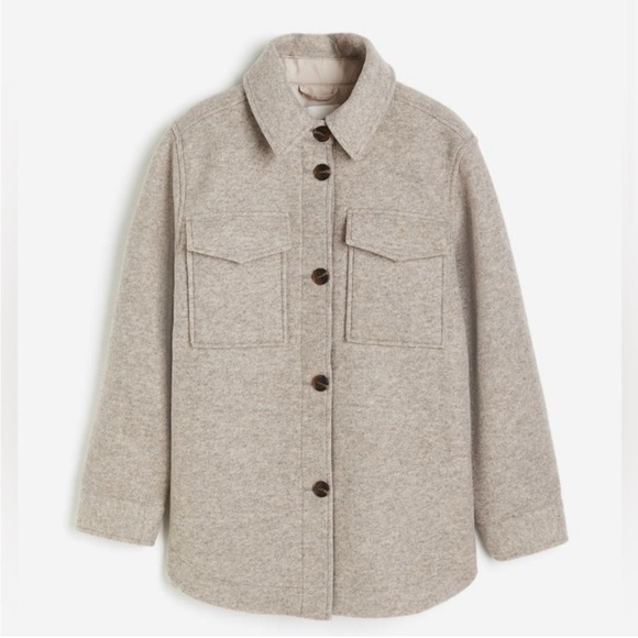 H&M Jackets & Blazers - H&M Shacket Beige Melange Size XL oversized button front